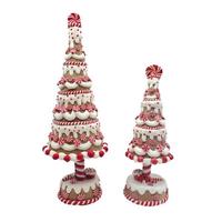 RAZ Imports 15"/11.25" Gingerbread and Peppermint Trees (Set of 2)
