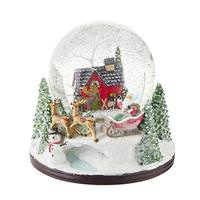 RAZ Imports 6.5" Battery Operated Santa House and Sleigh Water Globe (Batteries not Included)