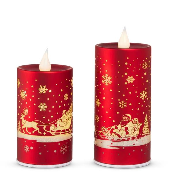 7.5" Red Spinning Lighted Glass Candles (2 Pack)