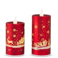 RAZ Imports 7.5" Red Spinning Lighted Glass Candles (2 Pack)