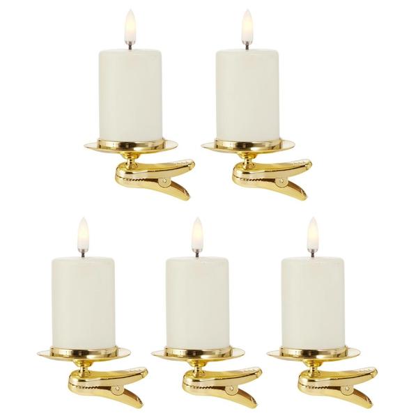 1.5" x 2" Cream Box of Votive Candles and Clip-On Candle Holders (5 Pack)
