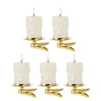 RAZ Imports 1.5" x 2" Cream Box of Votive Glittered Cream Drip Candles and Clip-On Candle Holders (5 Pack)