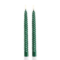 RAZ Imports 11" Metallic Green Twist Skinny  Taper Candles (2 Pack)