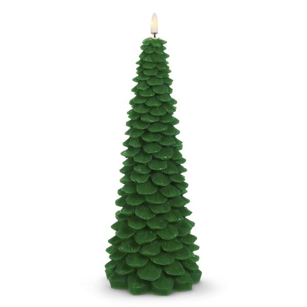 10.5" Green Christmas Tree LED Wax Candle