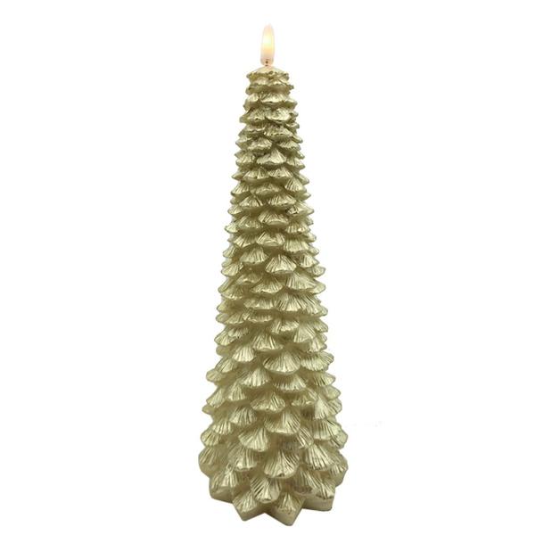 10.5" Gold Christmas Tree LED Wax Candle