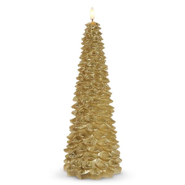 10.5" Gold Christmas Tree LED Wax Candle