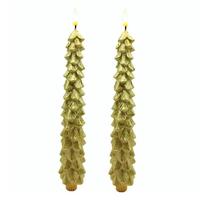 RAZ Imports 10.5" Gold Christmas Tree LED Wax Taper (2 Pack)