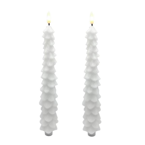 10.5" White Christmas Tree LED Wax Taper (2 Pack)