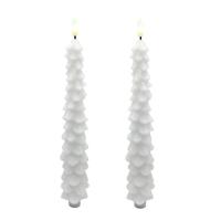 10.5" White Christmas Tree LED Wax Taper (2 Pack)