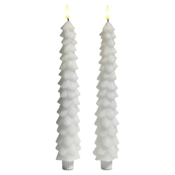 10.5" White Christmas Tree LED Wax Taper (2 Pack)