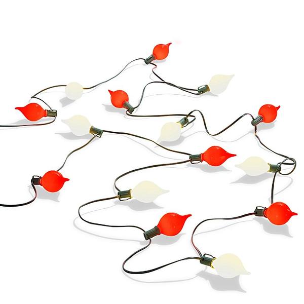 15 Light 14' Matte White and Red Kismet LED Light String