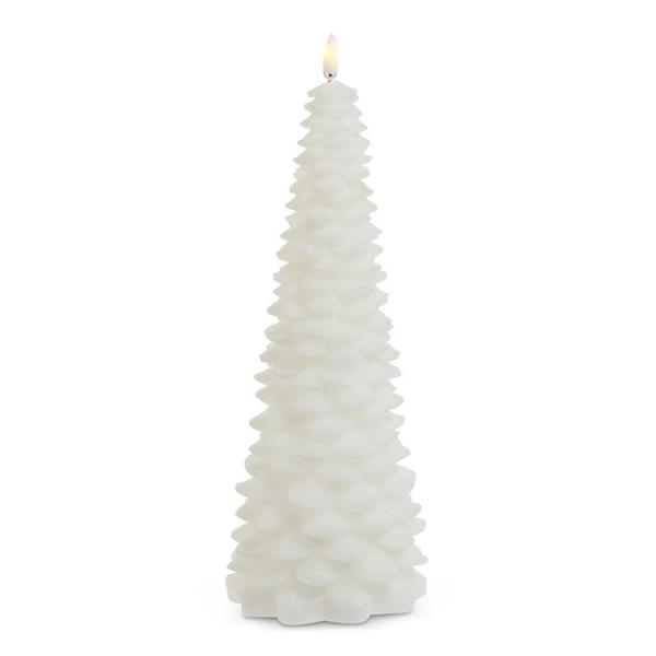 10.5" White Christmas Tree LED Wax Candle