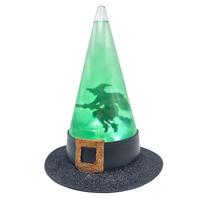 RAZ Imports 9" Lighted Witch Hat with Swirling Bat Glitter Water Décor