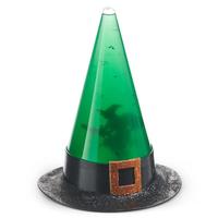 RAZ Imports 9" Lighted Witch Hat with Swirling Bat Glitter Water Décor