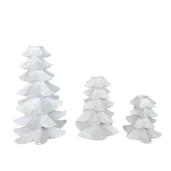 8.5" White Tree Candle Stick Holder (Set of 3)