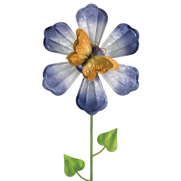 25" Orange/Purple Flower & Butterfly Lawn Decor