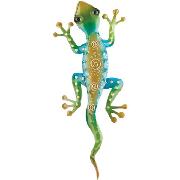 11" Rainbow Green Gecko Wall Decor