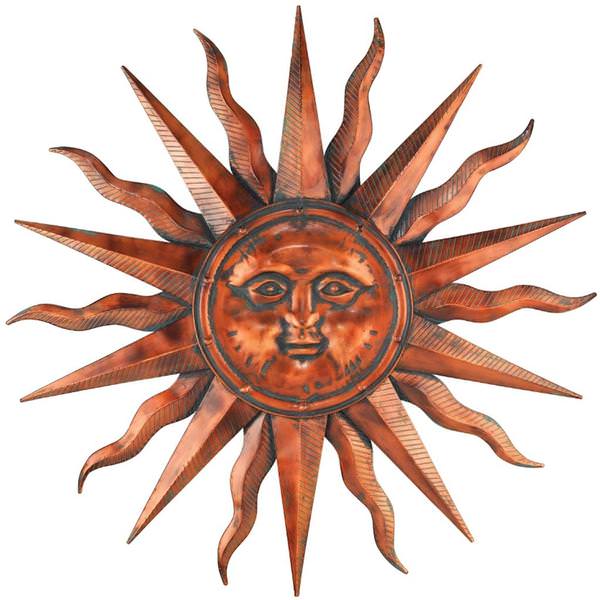 40" Copper Patina Sun Wall Decor