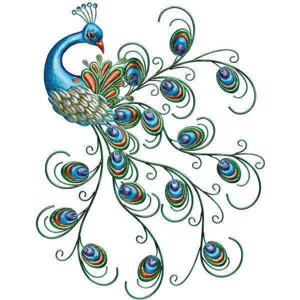 30" Blue Peacock Wall Decor