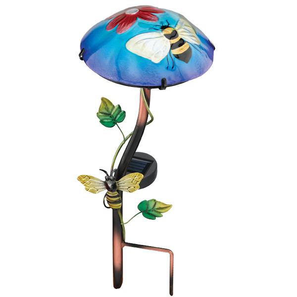 15.75" x 6.5" Bee Mushroom Stake Solar LED Light