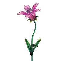 View 33" x 9" Pink Tiger Lily Garden Stake Solar LED Light
