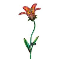 View 33" x 9" Red Tiger Lily Garden Stake Solar LED Light