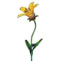 View 33" x 9" Yellow Tiger Lily Garden Stake Solar LED Light