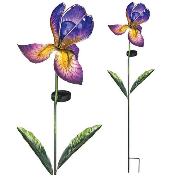 39" x 8" Purple iris Garden Stake Solar LED Light