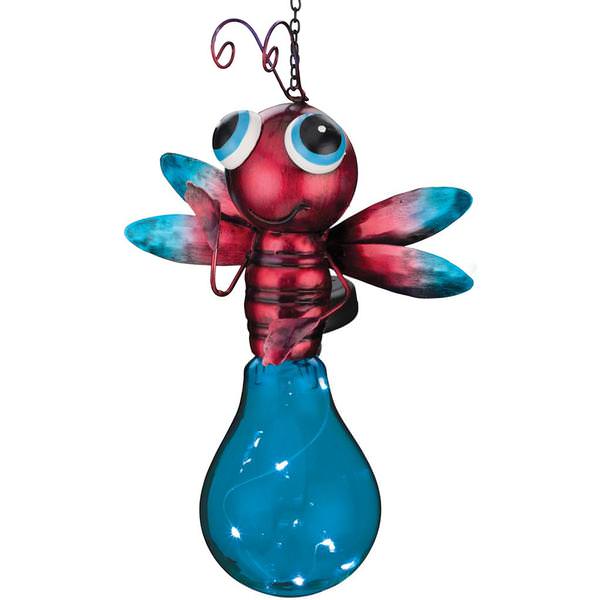 14" x 6.5" Metal Solar Firefly Lantern