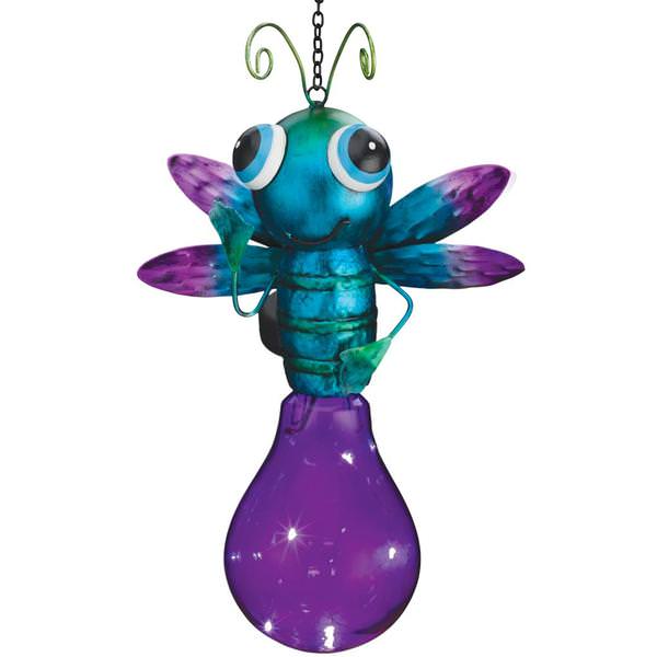 14" x 6.5" Metal Solar Firefly Lantern