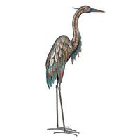 View 27" Antique Silver/Blue Patina Heron Home Decor Ornament