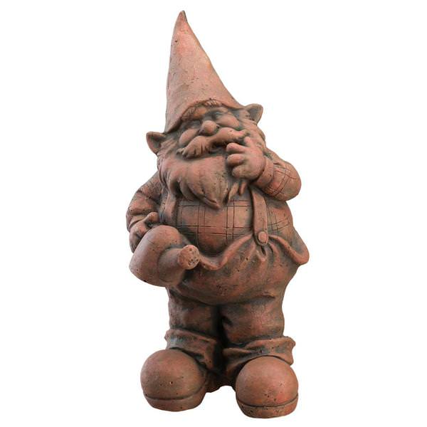17.5" Terracotta Gnome Statue "Watering Can"