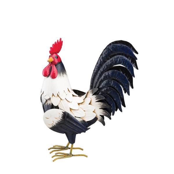 14" Black & White Rooster Decor