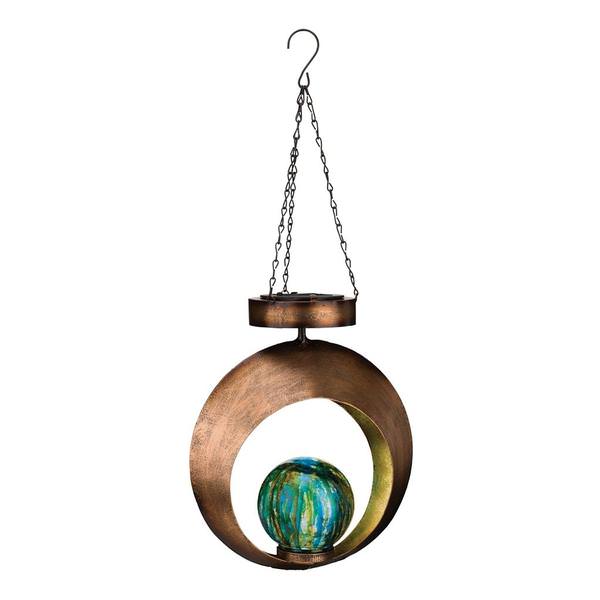 21" Copper Round Contemporary Solar Lantern