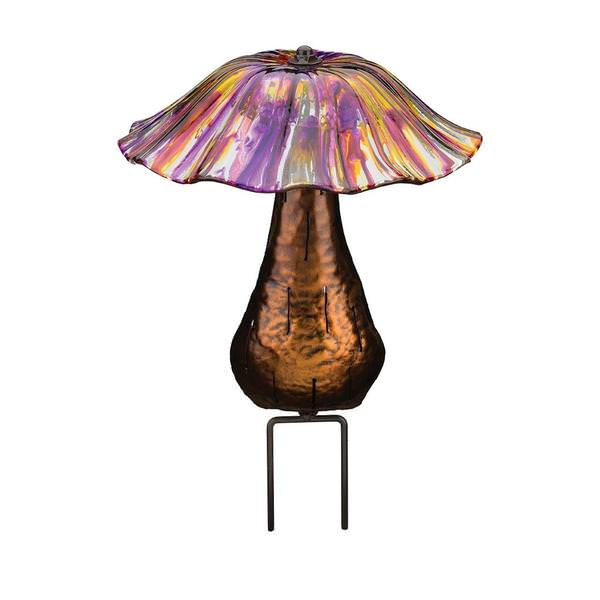 14" Solar Toadstool Purple/Yellow Garden Stake LED Light