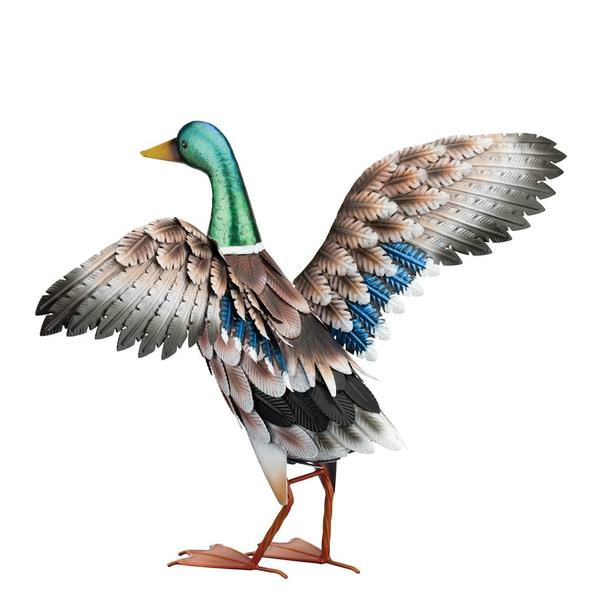 20" Metal Wings Out Mallard Decor