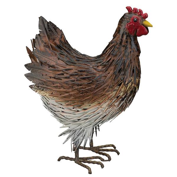 15"  Brown Metal Napa Hen Decor