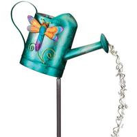 View Blue Solar Watering Can Dragonfly Garden Stake