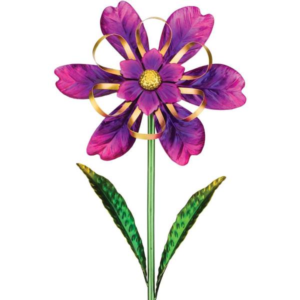 Purple Flower Spinner Garden Stake Lawn Decor