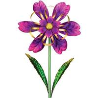 View Purple Flower Spinner Garden Stake Lawn Decor