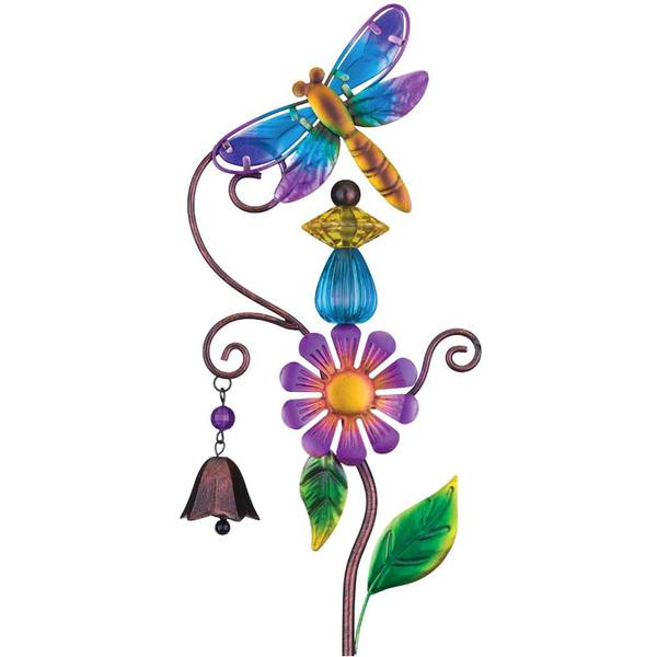 Blue Topiary Bell Dragonfly Garden Stake Lawn Decor