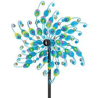 Regal Art & Gift 24" Blue Jeweled Peacock Rotating Wind Spinner