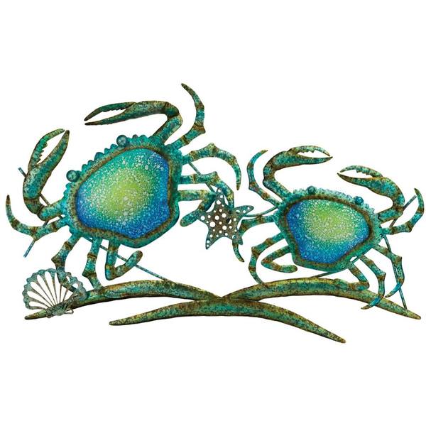 Blue Double Crab Coastal Wall Decor