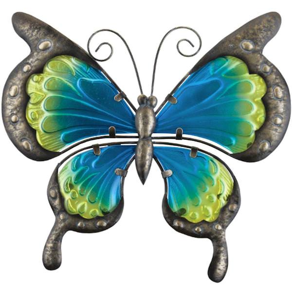 11" Green Blue Butterfly Wall Decor