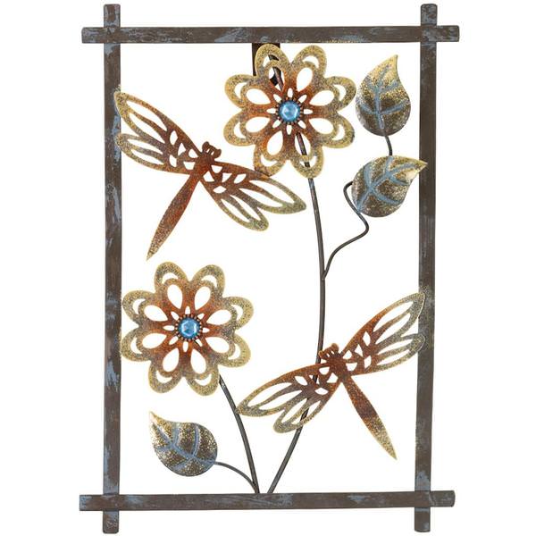 Pewter Rust Sienna Dragonfly Wall Decor