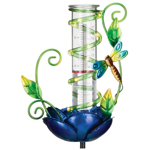 Dragonfly Solar Rain Gauge Garden Stake Ornament
