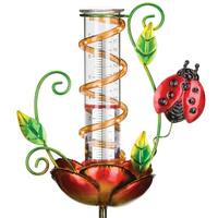 Regal Art & Gift Ladybug Solar Rain Gauge Garden Stake Ornament