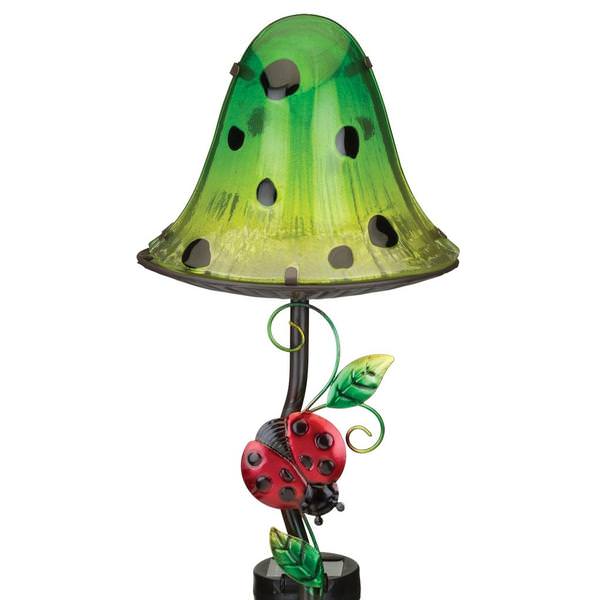 21.25" Green Mushroom Solar LED Garden Stake Decor