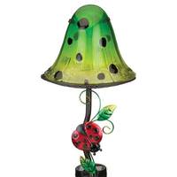 View 21.25" Green Mushroom Solar LED Garden Stake Decor