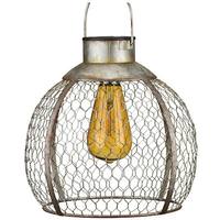 View 20" Round Chicken Wire Solar Lantern